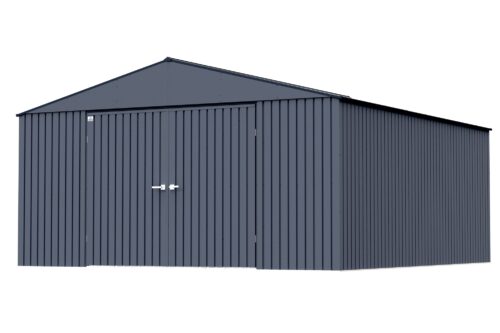 Arrow Shed Elite 14′ x 16′ Outdoor Lockable Gable Roof Steel Storage Shed Building, Anthracite