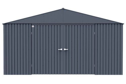 Arrow Shed Elite 14′ x 16′ Outdoor Lockable Gable Roof Steel Storage Shed Building, Anthracite