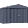 Arrow Shed Elite 14′ x 16′ Outdoor Lockable Gable Roof Steel Storage Shed Building, Anthracite
