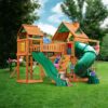 Gorilla Playsets Catalina Wooden Swing Set with Clatter Bridge and Tower 3 Swings and Tube Slide