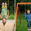 Gorilla Playsets Catalina Wooden Swing Set with Clatter Bridge and Tower 3 Swings and Tube Slide